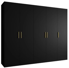 Dulap de haine 250 cm Borry 1 (Negru + Auriu). 1125785