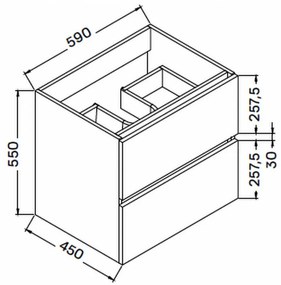 Unitate de toaletă Elois White 60 cu 2 sertare