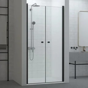 Westy 90 Negru ușă de duș batantă cu două canaturi, 195cm, 6mm