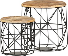 vidaXL Măsuțe de cafea, 2 buc., lemn masiv de mango