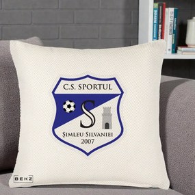Perna Personalizata CS Sportul Simleu Silvaniei 2007, 40x40 cm, Crem Reliefat, Husa Detasabila, Perna Inclusa, BEKZ®