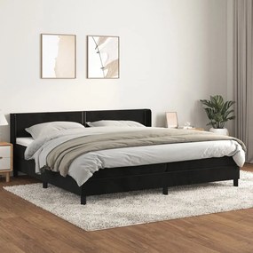 3130921 vidaXL Pat box spring cu saltea, negru, 200x200 cm, catifea