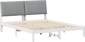 vidaXL Cadru de pat cu headboard Alb 150 x 200 cm Lemn de pin masiv
