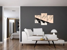 Tablou cu pian și notele muzicale (90x60 cm)