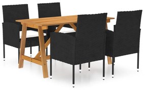 3068779 vidaXL Set de masă pentru grădină, 5 piese, negru