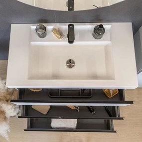 Set mobilier baie (masca stativa cu 3 sertare si lavoar) Kolpa San Harmony 90x48xH90, gri deschis