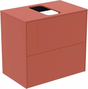 Dulap baza suspendat Ideal Standard Atelier Conca 2 sertare si blat cu decupaj central 60 cm rosu - oranj mat