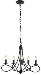 HOMCOM Lustră Suspendată Design Împletit, Candelabru Oțel cu 5 Brațe, Iluminat Elegant Sufragerie 158x45 cm, Negru | Aosom Romania