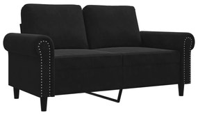 359524 vidaXL Canapea cu 2 locuri, negru, 120 cm, catifea