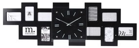 Ceas de perete cu rame foto, tip colaj, 10 fotografii, culoarea negru, MDF, 80x4x26 cm