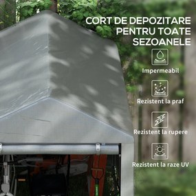 Outsunny Garaj pentru Motociclete în Aer Liber cu Intrare cu Fermoar, Cort Garaj pentru Biciclete, 120x179x165 cm, Gri | Aosom Romania