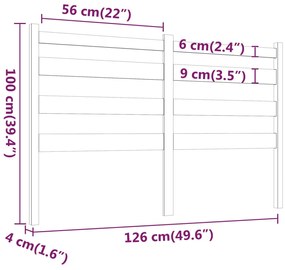 Tablie de pat, alb, 126x4x100 cm, lemn masiv de pin 1, Alb, 126 x 4 x 100 cm