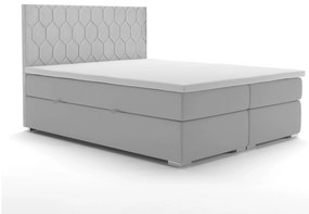 Pat matrimonial Boxspring 180 cm Piranno (gri deschis) (cu sp. depozitare). 1044297