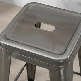 HOMCOM Set 4 Scaune de Bar din Oțel cu Suport pentru Picioare, Argintiu | Aosom Romania