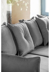 Colțar gri extensibil cu tapițerie din catifea reiată (colț dreapta/în formă de "U") Lazy Lukka – Miuform