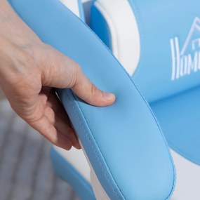 HOMCOM Scaun de gaming reclinabil cu suport pentru picioare și perne, 65x62x124 cm, alb și albastru | Aosom Romania