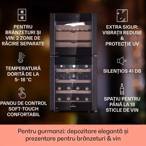 Klarstein El Dorado 89, frigider pentru vin și brânză, 2 zone, ecran tactil, 89L, LED