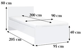 Pat single Miami 90x200 cm alb-alb