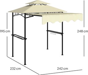 Outsunny Pavilion grătar 242x149x248 cm rezistent la apă ignifug pavilion de grădină cu acoperiș dublu Bej | Aosom Romania