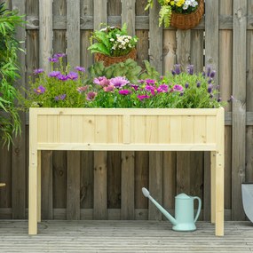Outsunny Jardinieră Înălțată Rabatabilă, Realizată din Lemn de Brad cu 4 Orificii de Drenaj, pentru Grădină, Terasă sau Balcon, 115x56x76 cm, Culoare Lemn | Aosom Romania