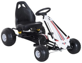 Go-Kart cu Pedale pentru Copii 3-6 ani, scaun reglabil, cu frana si ambreiaj, Plastic si Fier Alb si Negru HOMCOM | Aosom RO