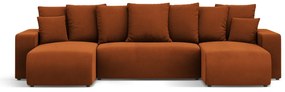 Coltar extensibil Jini in forma de U cu 5 locuri, colt reversibil si tapiterie din catifea