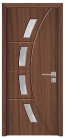 Usa Interior din MDF Novo Doors ND508, Cadru din Lemn Masiv, Geam Sablat, KIT COMPLET, Toc , Manere si balamale incluse (Culoare: Alb, Toc: Fix,