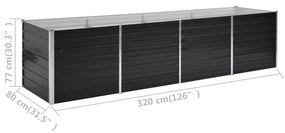 Strat inaltat de gradina antracit 320x80x77 cm otel galvanizat 1, Antracit, 320 x 80 x 77 cm