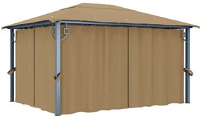 vidaXL Pavilion cu perdele, gri taupe, 400 x 300 cm, aluminiu