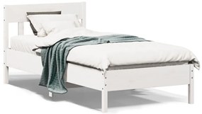 vidaXL Cadru pat fără saltea, alb, 90x190 cm, lemn masiv de pin