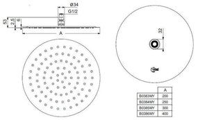 Palarie dus rotunda Ideal Standard Idealrain Luxe crom lucios 300 mm 300 mm