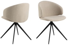 MAZZONI EXPORT NELA Bej (material Basel 24)/picioare negre - SCAUN MODERN ÎMPLĂTIT ROTATIV TAPIȚAT PENTRU SALON/LIVING/BIROU BOHO