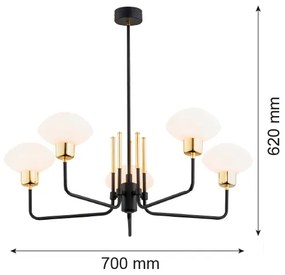 Argon 2128 - Lustr RAVELLO 5xE14/15W/230V negru/auriu pe tijă