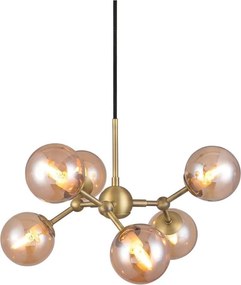 Halo Design 736560 - Candelabru suspendat pe cablu ATOM, 6xG9/28W/230V, Ø 45 cm, alamă/k. bej