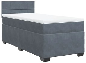 3286199 vidaXL Pat box spring cu saltea, gri închis, 90x190 cm, catifea