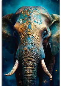 Tablou elefant albastru-auriu