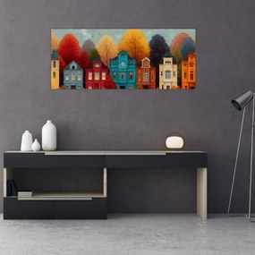 Tablou - Oraș de toamnă pictat (120x50 cm)