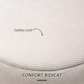 HOMCOM Set de 2 Pouf-uri pentru Depozitare Salvaspazio Rotunde și Îmbunătățite din Catifea cu Nervuri, Alb | Aosom Romania