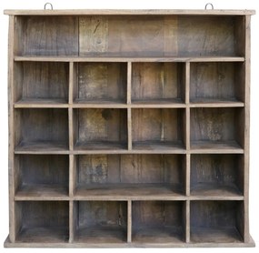 Etajeră din lemn reciclat, cu compartimente, stil rustic, Grimaud