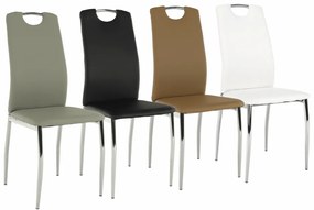 Scaun dining, piele ecologică bej/crom, ERVINA