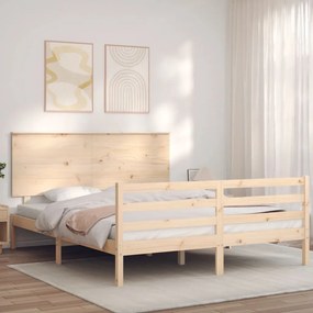 3195226 vidaXL Cadru de pat cu tăblie, king size, lemn masiv