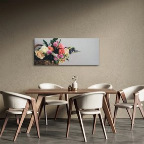 Tablou cu coș și flori (120x50 cm)