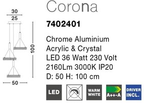 Lustra cu 3 pendule LED design modern Corona NVL-7402401