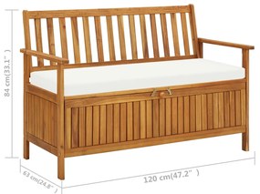 Banca de depozitare gradina 120x63x84 cm lemn masiv salcam XL 1, maro si alb, 120 x 63 x 84 cm, maro si alb