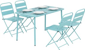 Outsunny Set de masă pentru exterior 5 piese, set de grădină pentru 4 persoane cu blat cu șipci și scaune pliante, Verde deschis | Aosom Romania