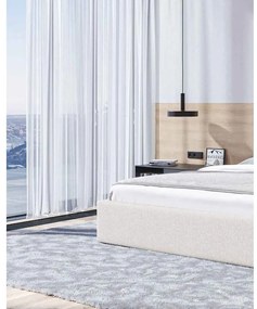 Pat matrimonial bej tapițat cu spațiu de depozitare cu somieră 160x200 cm Bufo – MESONICA