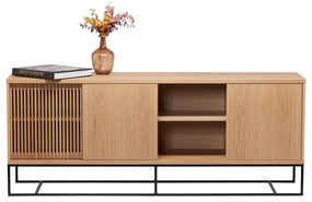 Comodă în culoare naturală joasă cu aspect de lemn de stejar 188x75 cm Ende – Woodman