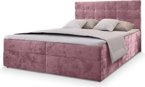Pat tapitat boxspring GLORIEN VELVET 160x200 cm roz Saltea: Saltea cu arcuri Bonell