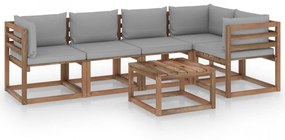 Set mobilier de grădină cu perne, 6 piese, lemn pin tratat