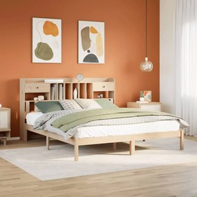 vidaXL Pat cu bibliotecă fără saltea, 180x200 cm, lemn masiv de pin